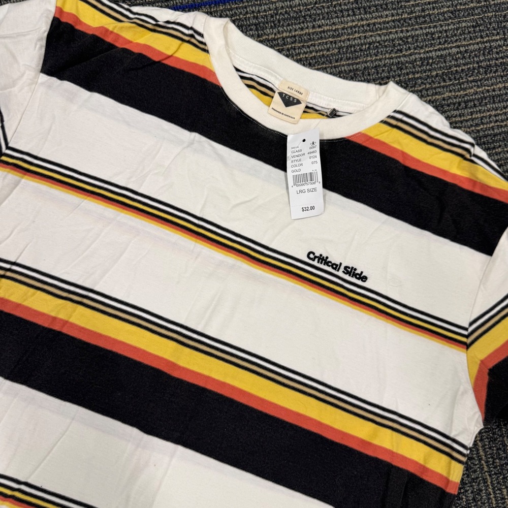 Critical Slide Men's Large Striped T-Shirt Designed in Australia